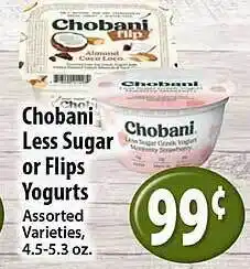Key Food Chobani less sugar or flips yogurts offer