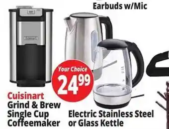 Ocean State Job Lot Cuisinart grind & brew single cup coffeemaker, electric stainless steel or glass kettle offer
