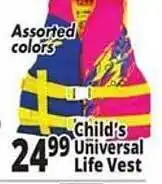 Ocean State Job Lot Child's universal life vest offer