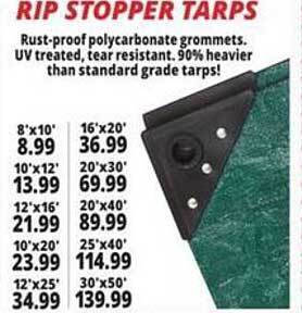 Ocean State Job Lot Rip stopper tarps offer