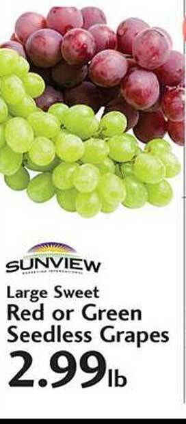 Sunset Foods Large sweet red or green seedless grapes offer