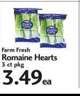 Sunset Foods Farm fresh romaine hearts offer