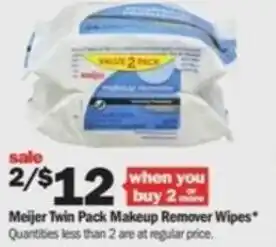 Meijer Meijer Twin Pack Makeup Remover Wipes offer