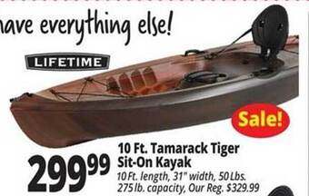 Ocean State Job Lot Lifetime 10 ft tamarack tiger sit-on kayak offer