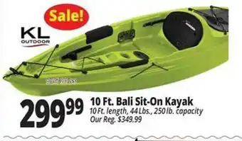 Ocean State Job Lot 10 ft bali sit-on kayak kl outdoor offer
