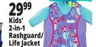 Ocean State Job Lot Kids' 2-in-1 rashguard life jacket offer