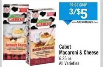 Price Chopper Cabot macaroni & cheese offer