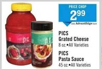 Price Chopper Pics grated cheese, pics pasta sauce offer