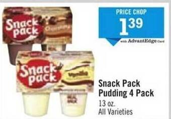 Price Chopper Snack pack pudding 4 pack offer