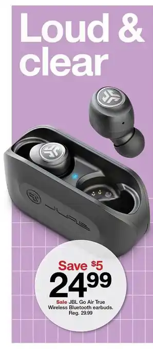 Target Jbl go air true wireless bluetooth earburds offer