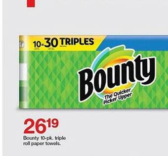 Target Bounty 10-pk triple roll paper towels offer