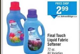 Price Chopper Final touch liquid fabric softener offer