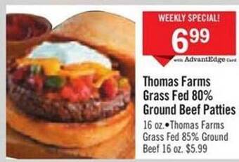 Price Chopper Thomas farms grass fed 80% ground beef patties offer