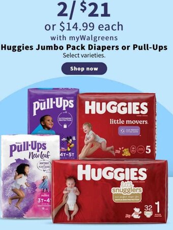 Walgreens Huggies Jumbo Pack Diapers or Pull-Ups offer