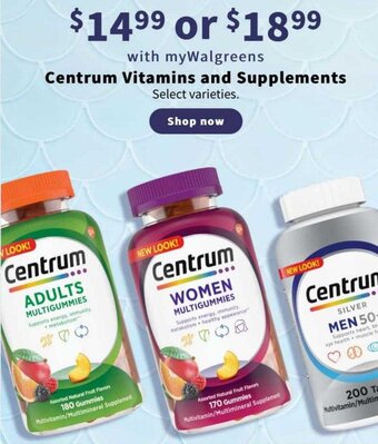 Walgreens Centrum Vitamins and Supplements offer