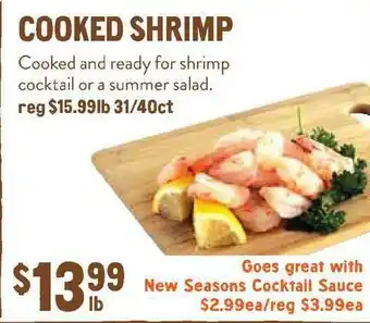 New Seasons Market Coocked Shrimp offer
