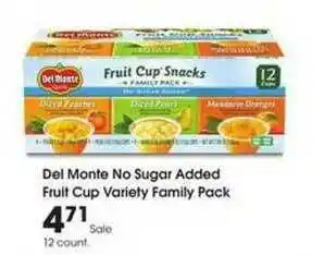Kroger Del Monte No Sugar Added Fruit Cup Variety Family Pack offer