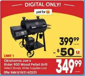 Tom Thumb Oklahoma Joe's Rider 900 Wood Pellet Grill offer