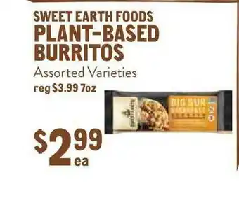 New Seasons Market Sweet Earth Foods Plant-based Burritos offer