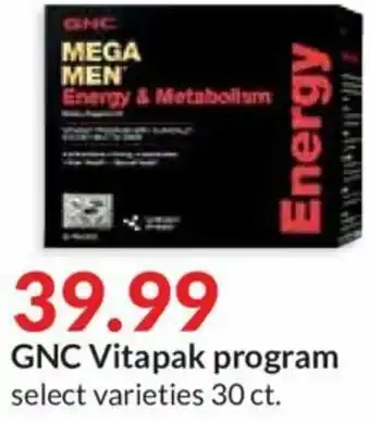 Hy-Vee GNC Mega Men Energy & Metabolism offer