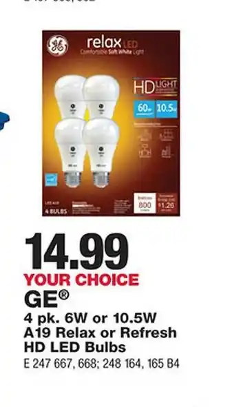 True Value Ge®a19 relax or refresh hd led bulbs offer