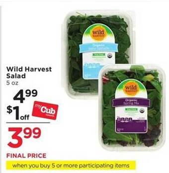 Cub Foods Wild harvest salad offer