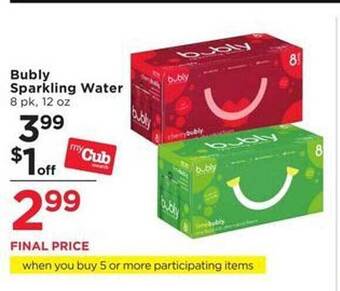 Cub Foods Bubly sparkling water offer