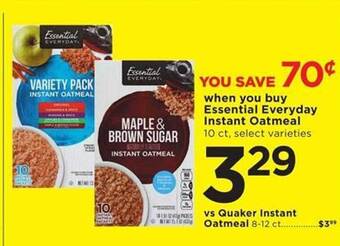Cub Foods Essential everyday instant oatmeal offer