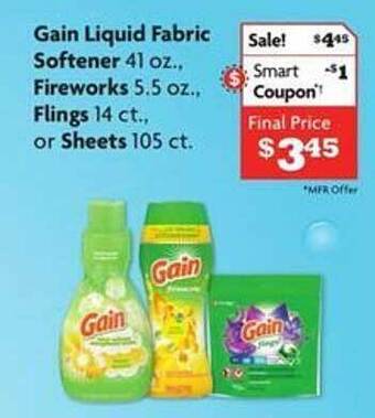 Family Dollar Gain liquid fabric softener, fireworks, flings or sheets offer