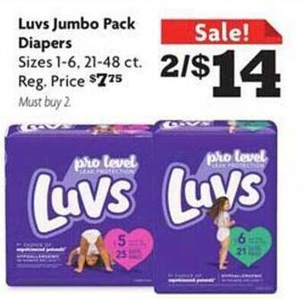 Family Dollar Luvs jumbo pack diapers offer