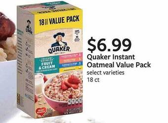 Fareway Quaker instant oatmeal value pack offer