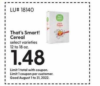 Hy-Vee That's smart! cereal offer