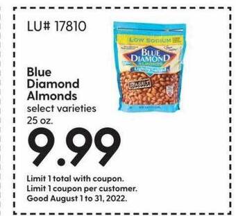 Hy-Vee Blue diamond almonds offer