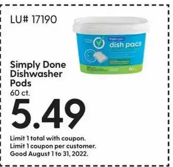 Hy-Vee Simply done dishwasher pods offer