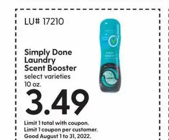 Hy-Vee Simply done laundry scent booster offer