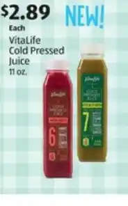 Aldi VitaLife Cold Pressed Juice 11 oz offer