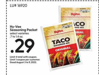Hy-Vee Hy-vee seasoning packet offer