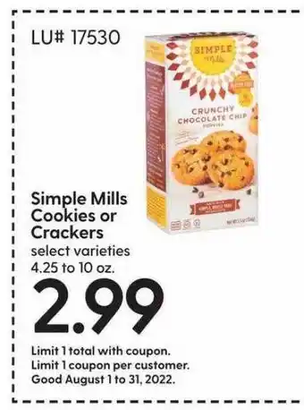 Hy-Vee Simple mils cookies ir crackers offer