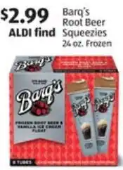 Aldi Barq's Root Beer Squeezies 24 oz Frozen offer