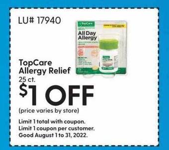 Hy-Vee Topcare allergy relief offer