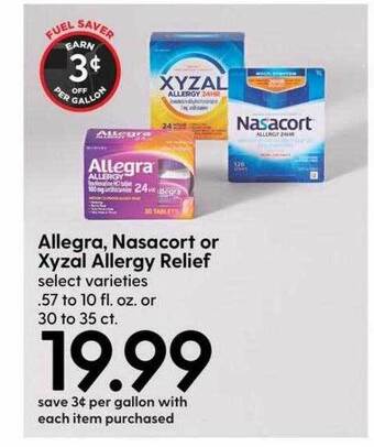 Hy-Vee Allegra, nasacort or xyzal allergy relief offer