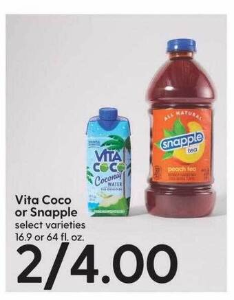Hy-Vee Vita coco or snapple offer