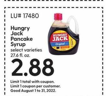 Hy-Vee Hungry jack pancake syrup offer