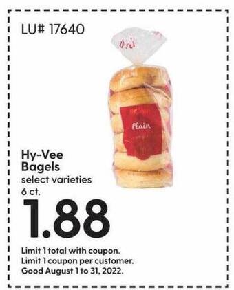Hy-Vee Hy-vee bagels offer