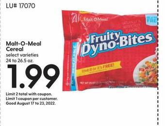 Hy-Vee Malt-o-meal cereal offer