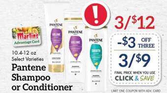 Price Chopper Pantene shampoo or conditioner offer