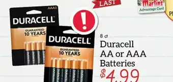 Price Chopper Duracell aa or aaa batteries offer