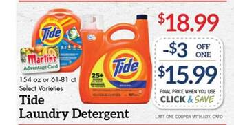 Price Chopper Tide laundry detergent offer