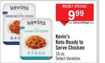 Price Chopper Kevin's keto ready to serve chicken offer
