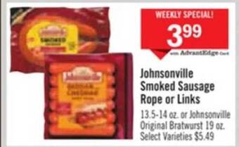 Price Chopper Johnsonville smoked sausage rope or links offer